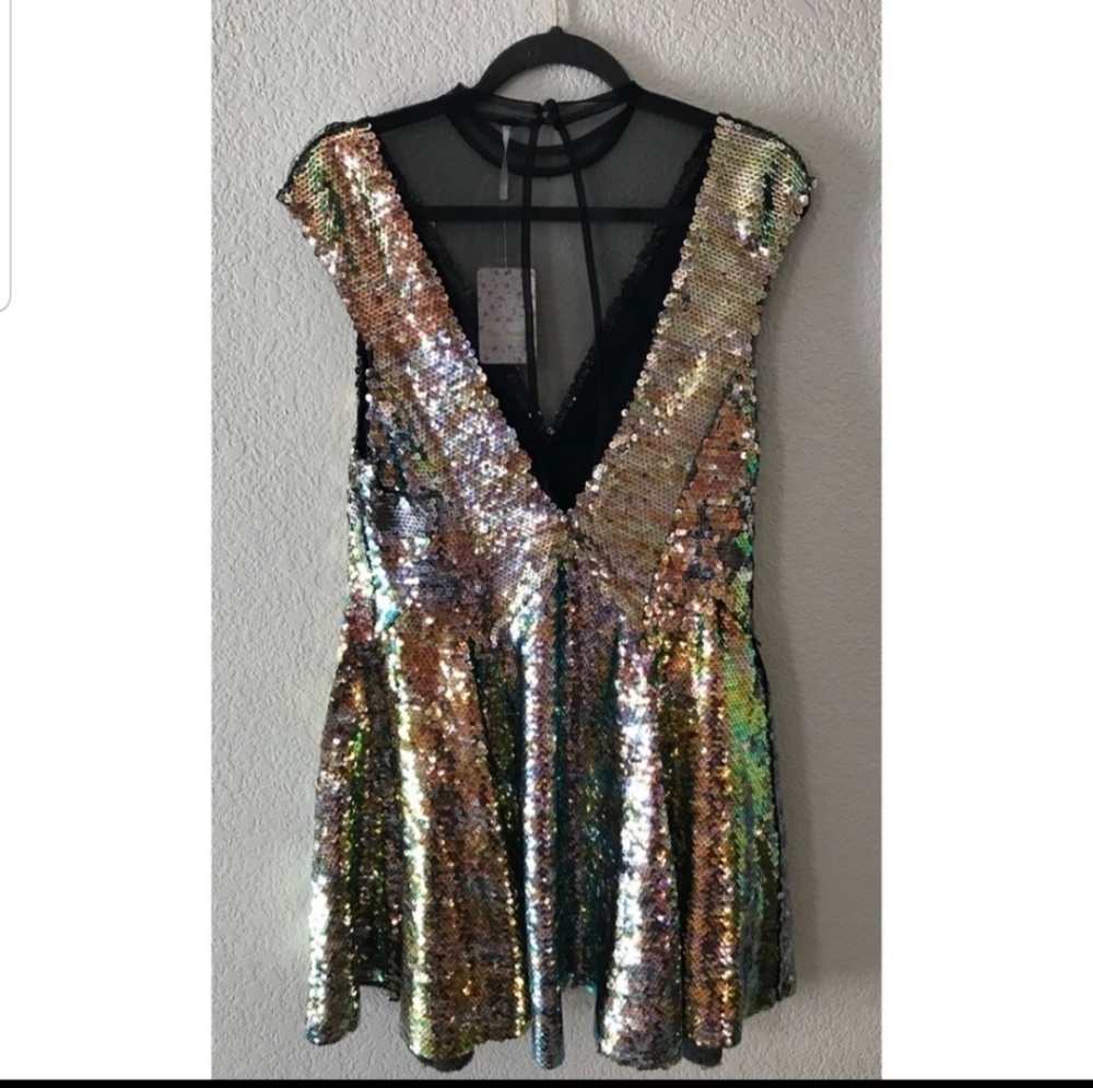 NWT Free People Dance til Dawn rainbowsequin dress - Picture 4 of 5